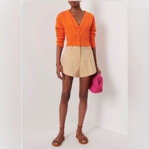 NWT! Derek Lam 10 Crosby Arden Cropped Double-Layered Cardigan in Orange Size L